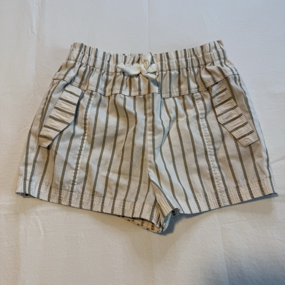 Banana‎ Republic Baby Girls Shorts Khaki Striped 6-12 Months Preppy Pull-On